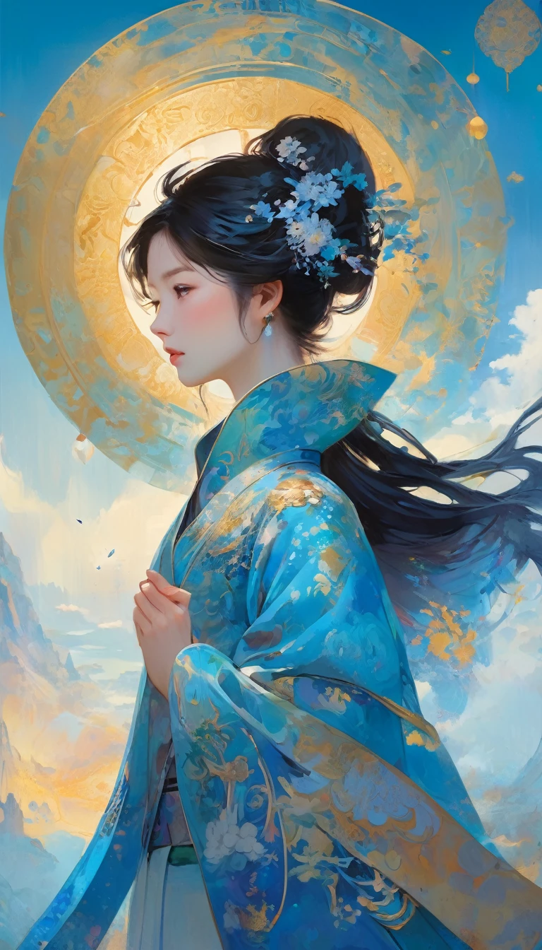 (Imaginative Painting:1.3) of (Extremely detailed:1.3) of ((一位身着面纱长袍of神秘先知, with eyes that hold secrets of the future. 神秘of紫色, sky blue, 和隐藏of光芒. Mystery.:1.3)), , Super Resolution, Ultra HD, Megapixels,,(author：Artist Franklin Booth:1.3),(author：Peter Wileman:1.3)，Bust，front Photo