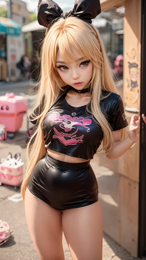 The character costume is KPOP, Hallyu, K-pop anime art style, Hallyu frontline style, Hallyu art style, kpop style, official artwork, Chibi art, Pisif, Blackpink style, cute.   KPOP artwork in various poses, The popularity of Pisif art station, lingerie,  chibi,