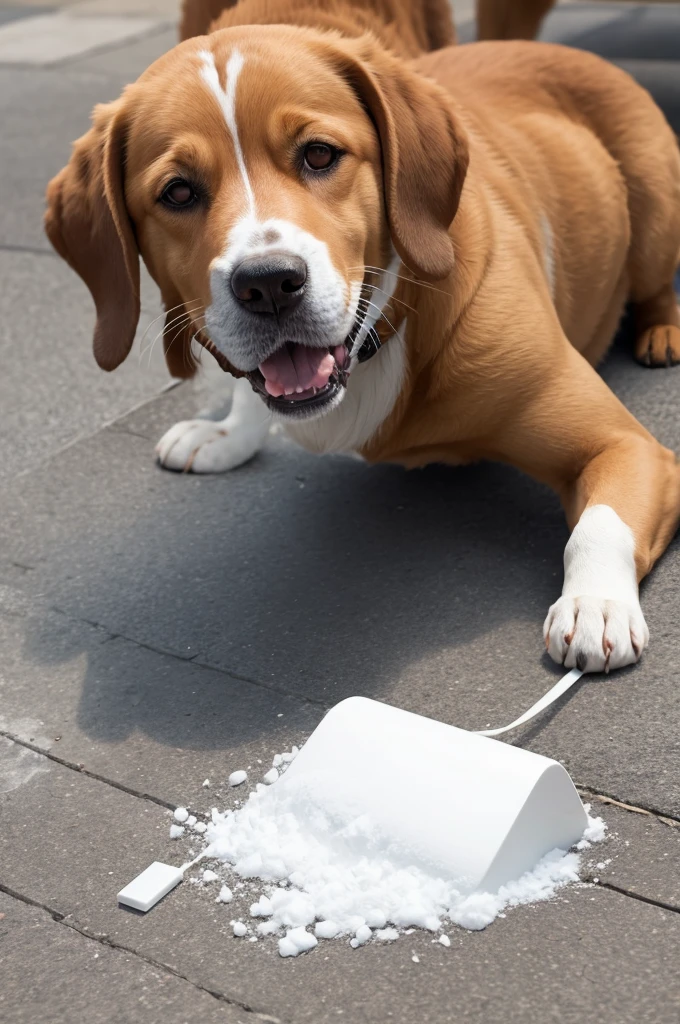 Dog snorting cocaine