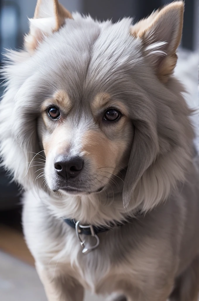 Gray hairs、Sharp eyes、A cool dog with fluffy fur