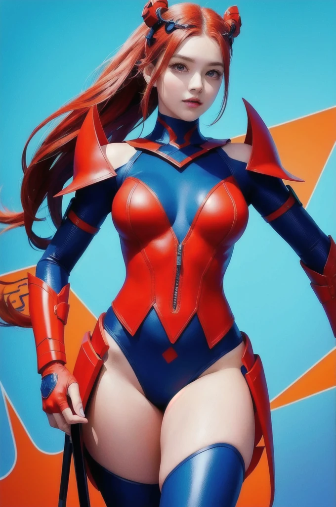 TEAM PERSEPHONE LOGO VECTOR STYLE gaming a Goddess of Underworld with orange armor suit holding guns with TEAM PERSEPHONE FONT NAME ON THE FRONT center