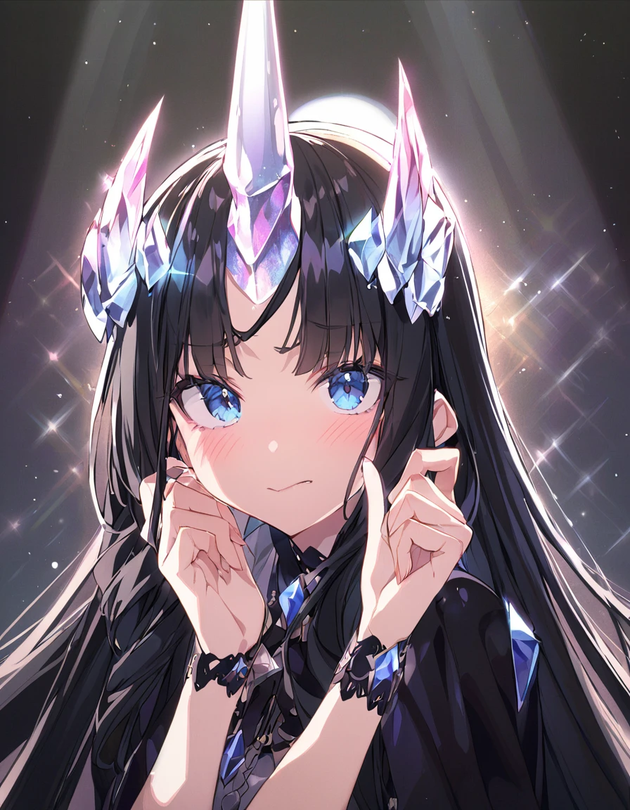 Place your hand on your cheek　Perfect Fingers　Insanely embarrassing　Crystal Horn　Shining Crystal Black Hair