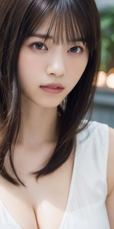 (masterpiece:1.3), Highest quality、Ultra-high resolution, Very detailed, Very detailed CG Unity 8k 壁紙, Realistic, photo-Realistic, RAW Photos, Beautifully detailed face, Pale skin, Realistic glistening skin, Detailed cloth texture, Detailed hair texture, Perfect body, Beautiful Face, Accurate, Anatomically correct, Highly detailed face そして skin texture, Natural neck length, (Beautiful Hそしてs), (Fair skin:1.2), Good teeth alignment,
break,
fine grain, Symmetrical eyes, Heterochromia iridis、 double eyelid, Thin eyebrows, (Glossy Lips:1.4), (Sad face:1.2),
(classy and cute girl:1.3),
(Large Breasts:1.4), Cleavage, Beautiful clavicle,
(Wavy long hair:1.2), ((Asymmetrical bangs:1.2)), (night), (Upper Body Shot:1.2), from the front,A tight dress that clings to the breasticro Mini