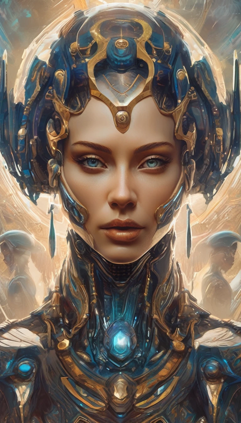 Future female high-dimensional aliens from another dimension,Cosmic,Powerful magic from an unknown dimension,Front bust,Busts and hand portraits,Frontal image,