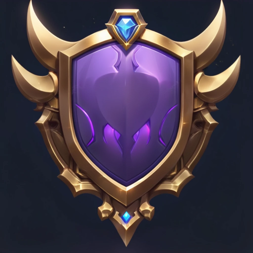紫色Shield特写,With gold and blue accents, Fantasy Shield, Heartstone original art style, Shielding design, Coat of Arms, League of Legends style, league of legends champion, Shield, Stylized game icons, Metal shield, League of Legends style, wild rift, hearthstone art style, League of Legends style, Qatar, Heroes of the Storm