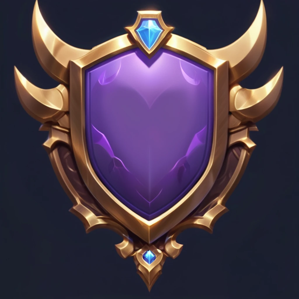 紫色Shield特写,With gold and blue accents, Fantasy Shield, Heartstone original art style, Shielding design, Coat of Arms, League of Legends style, league of legends champion, Shield, Stylized game icons, Metal shield, League of Legends style, wild rift, hearthstone art style, League of Legends style, Qatar, Heroes of the Storm