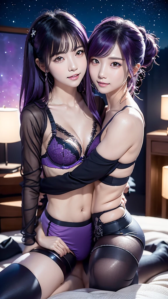 AIBeauty、Prompto hugs a dog、constellation、Night Sky、starry sky zoo、Real Beauty、Show off your whole body、Purple hair bra top、leggings、Spread your legs