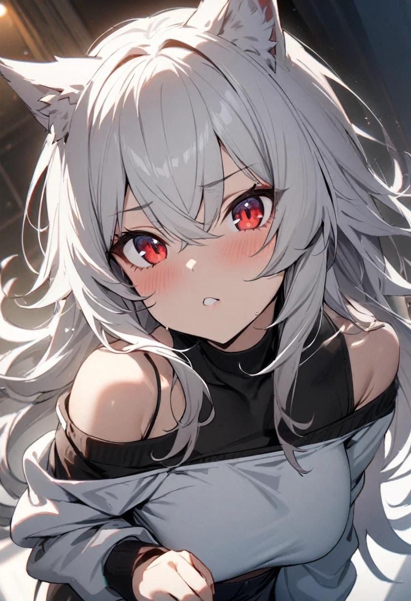 1girl,White hair,red eyes,wolf hair,
wolf girl,
masterpiece,best quality,very aesthetic,absurdres