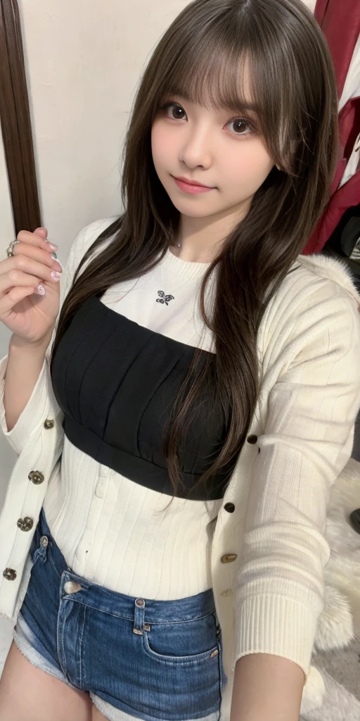 Female, 20 years old, short black wavy hair、bangss、Puffy nipple、Sexy Underwear、ボディライン