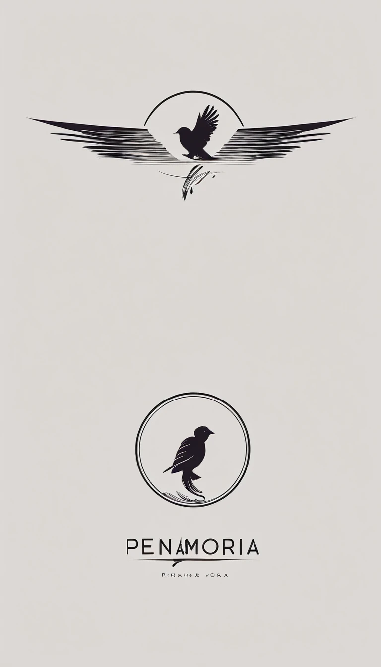 Create a minimal, modern, simple, cinematic logo design for the brand “Penamemoria". Create a modern, minimalistic, high-quality, logo of a boy and a feather. 