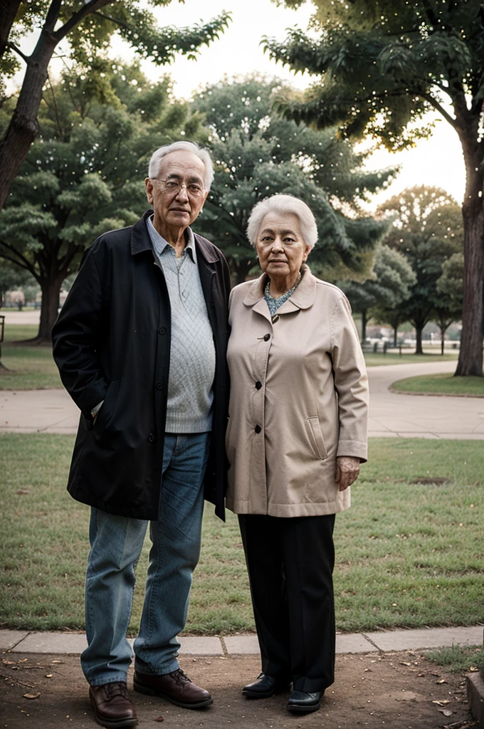 portrait of grandfather and grandmother in the park happy
Grandpa is taller