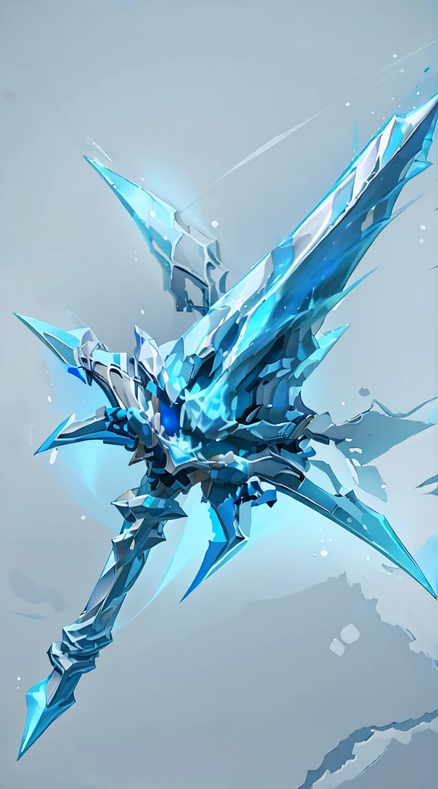 Blue twin swords with an ice aura and ice background