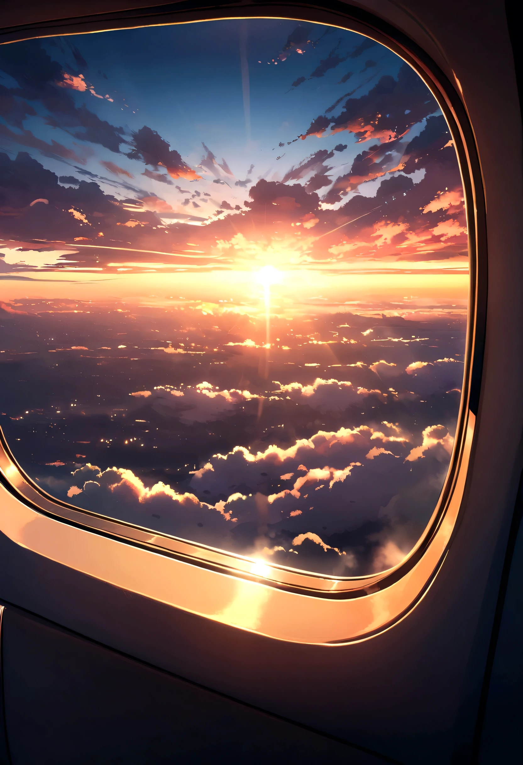 plane　window　landscape　sunset