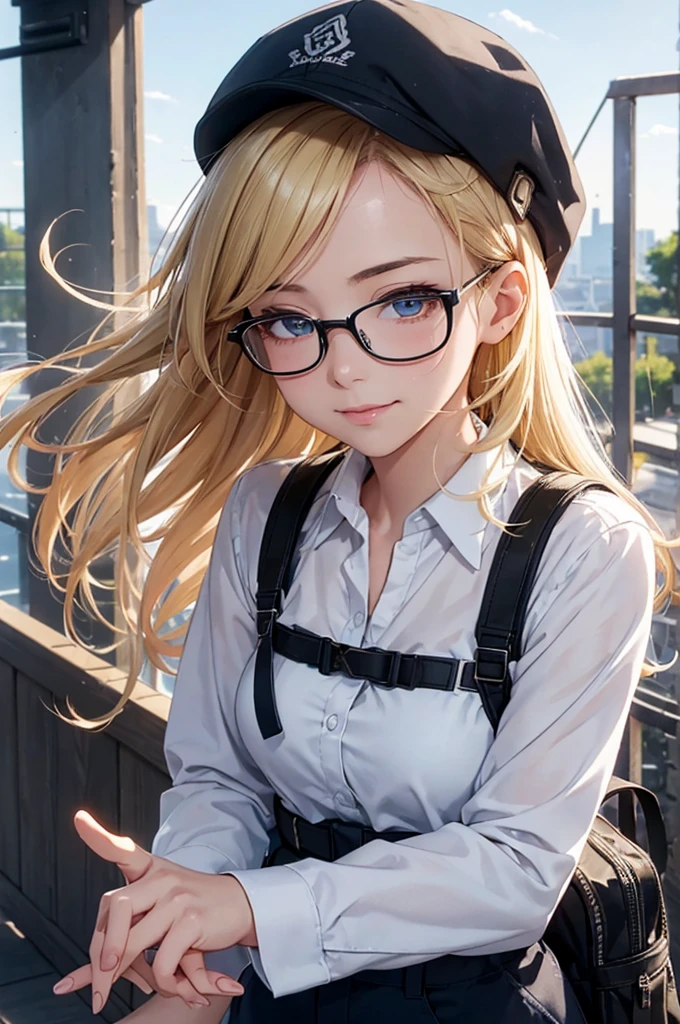 最high quality, high quality, High resolution, high quality texture, high quality shadows, High resolution, Beautiful details, Detailed CG, Detailed Texture, Realistic representation of face, Realistic, colorful, delicate, Cinematic Light, Side light, Lens flare, Ray Tracing, sharp concentrated, (1 Girl,concentrated:1.3), ( Intricate details, compensate, PureErosFaceV1:0.5), (細部まで美しいdelicateな顔, 緻密で美しいdelicateな瞳, Perfect Facial Proportions, Dense skin, Optimal ratio of four fingers to one thumb, Modest chest, Beautiful Hips, Smooth upper abdomen, blue eyes , glasses ,White shirt, mountaineering pants ,trekking shoes, work cap, paris, Seine river, buzzer, blue sky,trekking backpack ,adventure journey ,the gaze of true love, lips of temptation, A look full of compassion ,a smile full of love, i love you, Acting lovey-dovey, waist up, 35 years old, hiking,house wife,air fortress hair, blonde hair