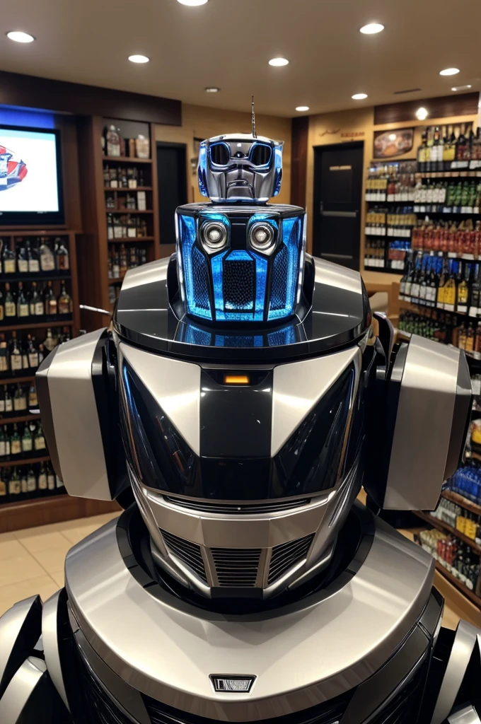 ((best quality)), ((masterpiece)), (detailed), perfect face
((Best quality)), ((Masterpiece)), (Details)

The Transformer robot is slim and has a TV head. Gentleman and owner of a liquor store