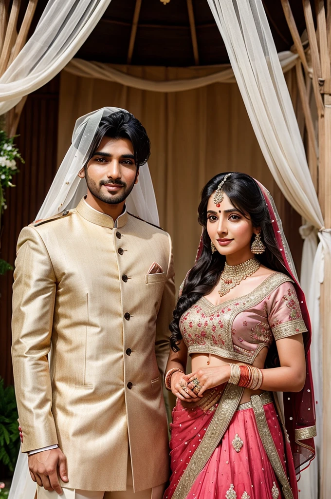 Shadi ke mandap me baithe beautiful couple