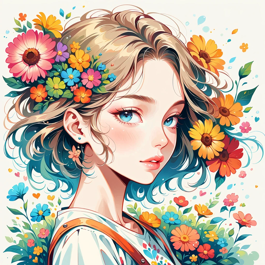 Eri Kamijo Style、(((stylish fashion))), 8K Quality、Intense watercolor, Detailed watercolor art, Watercolor splash, Surreal, avant-garde pop art, Beautiful and expressive paintings, Beautiful artwork illustration, Very colorful tones, wonderful, Cool beauty, highest quality、Official Art, Vector art, Stylish design, (((The most beautiful girl))), (((highest quality))), HDR, ((detailed)), (((Doodle Art)), ((masterpiece)), ((Super detailed)), (((Colorful flowers))),(((Stylish))), Lips in love
