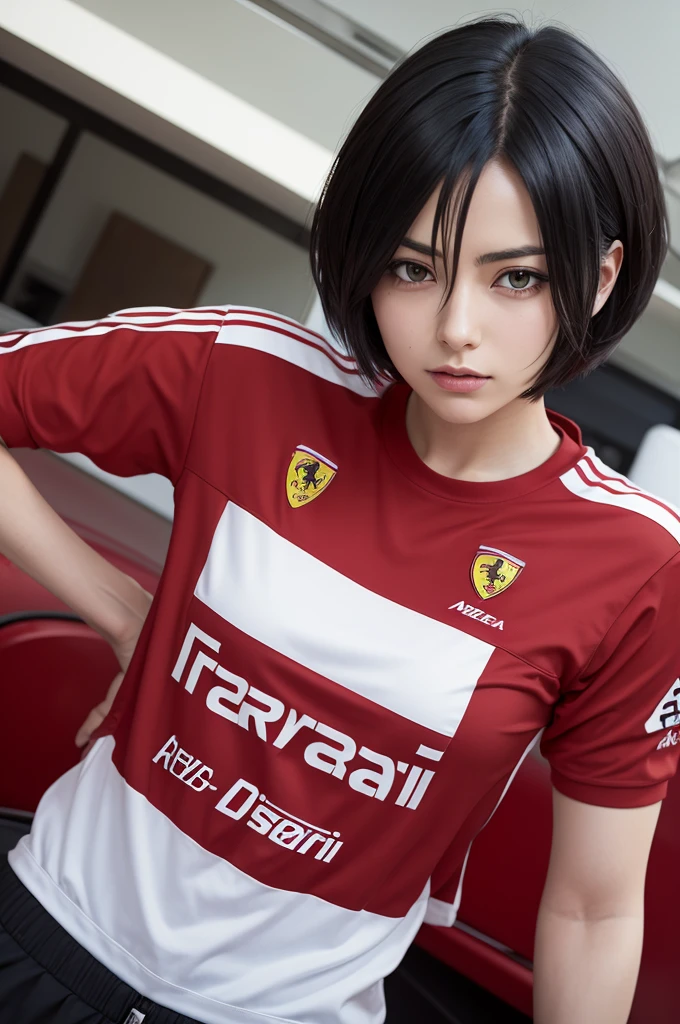 Mikasa Ackerman with the Ferrari formula 1 shirt