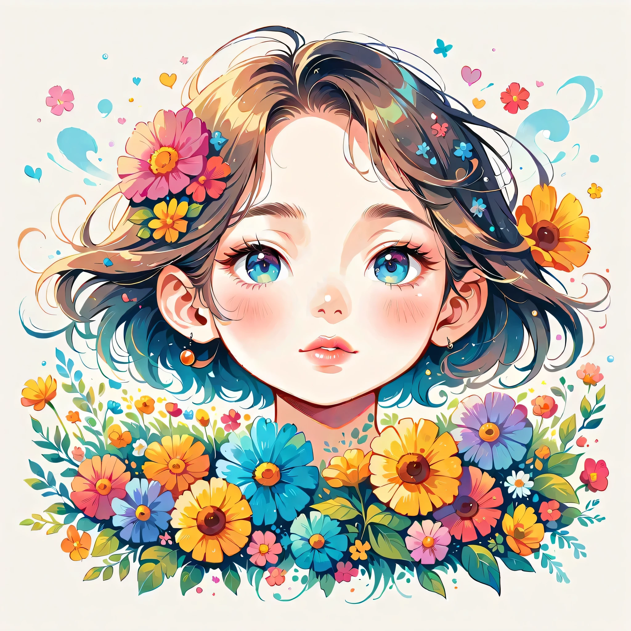 Eri Kamijo Style、(((stylish fashion))), 8K Quality、Intense watercolor, Detailed watercolor art, Watercolor splash, Surreal, avant-garde pop art, Beautiful and expressive paintings, Beautiful artwork illustration, Very colorful tones, wonderful, Cool beauty, highest quality、Official Art, Vector art, Stylish design, (((The most beautiful girl))), (((highest quality))), HDR, ((detailed)), (((Doodle Art)), ((masterpiece)), ((Super detailed)), (((Colorful flowers))),(((Stylish))), Lips in love