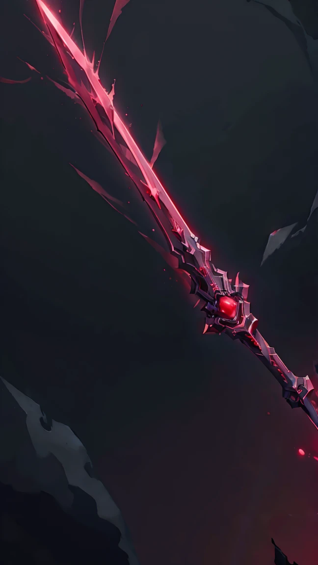 Iron blood sword, Red blood effect, red particles, ,HD lighting and dark )<=(epic image quality)dark atmosphere with bright particle light(many effects in background)