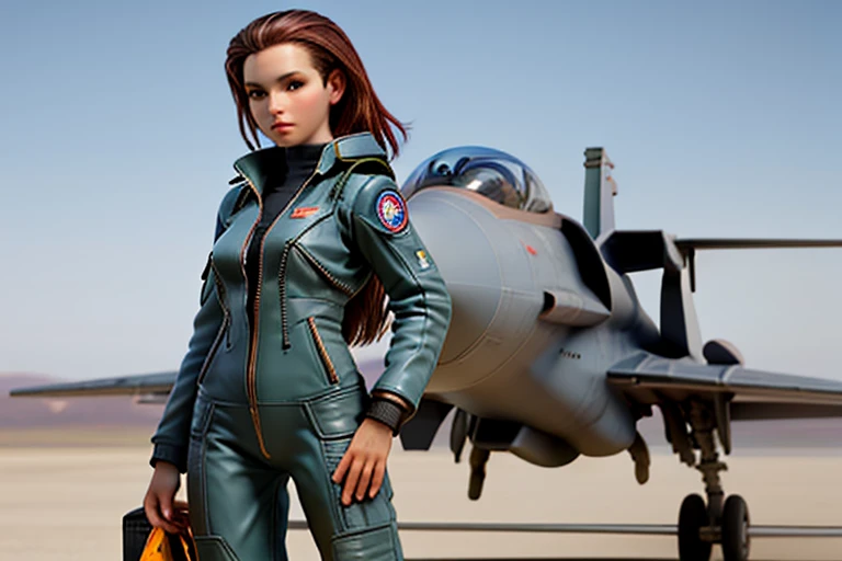 High resolution,high quality,Perfect body,Perfect Face,Perfect Fingers,Beautiful Skin,One girl,Jet Fighter:1.8),pilot,Pilot Suit,Helmet,One Girl,(F-15 Eagle behind the girl,Standing pose,Cowboy Shot,