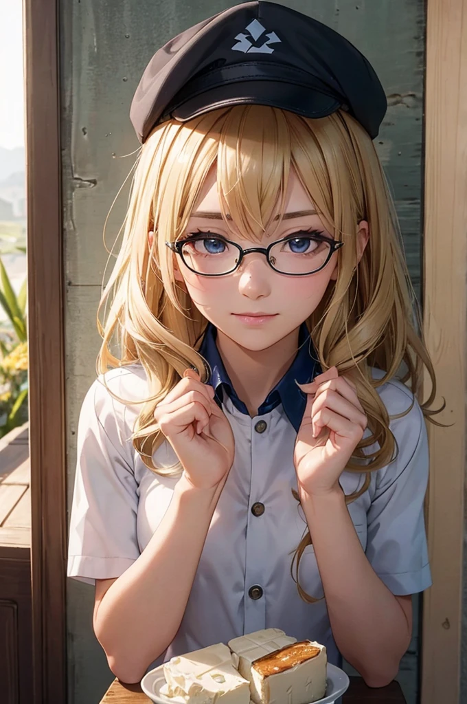 最high quality, high quality, High resolution, high quality texture, high quality shadows, High resolution, Beautiful details, Detailed CG, Detailed Texture, Realistic representation of face, Realistic, colorful, delicate, Cinematic Light, Side light, Lens flare, Ray Tracing, sharp concentrated, (1 Girl,concentrated:1.3), ( Intricate details, compensate, PureErosFaceV1:0.5), (細部まで美しいdelicateな顔, 緻密で美しいdelicateな瞳, Perfect Facial Proportions, Dense skin, Optimal ratio of four fingers to one thumb, Modest chest, Beautiful Hips, Smooth upper abdomen, blue eyes , glasses ,White shirt, mountaineering pants ,trekking shoes, work cap, butter, Hanoi Old Quarter, buzzer, blue sky,trekking backpack ,adventure journey ,the gaze of true love, lips of temptation, A look full of compassion ,a smile full of love, i love you, Acting lovey-dovey, waist up, 35 years old, hiking,house wife,air fortress hair, blonde hair