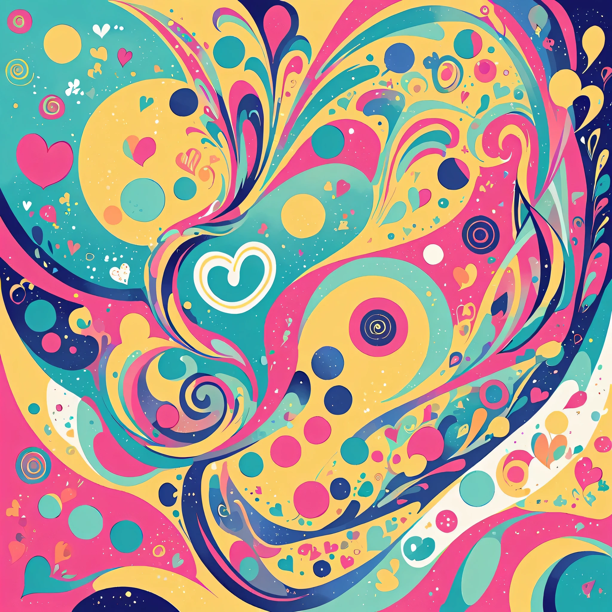 Mai Yoneyama style, Simple Line Initialism,Abstract art,Urban Background, colorful hearts ,No people
