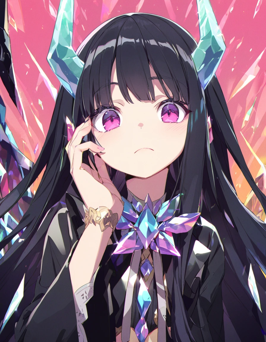 Place your hand on your cheek　Perfect Fingers　Insanely embarrassing　Crystal Horn　Shining Crystal Black Hair