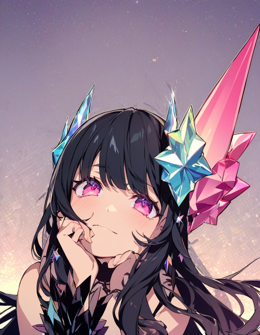 Place your hand on your cheek　Perfect Fingers　Insanely embarrassing　Crystal Horn　Shining Crystal Black Hair
