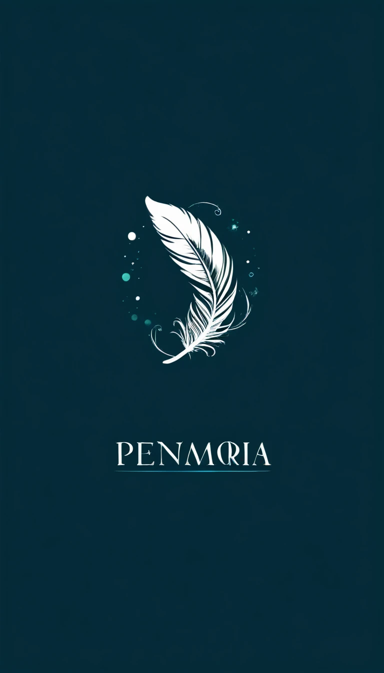 Create a minimal, modern, simple, inspirational, memorable, dream like logo design of a boy and a feather for the brand “Penamemoria".