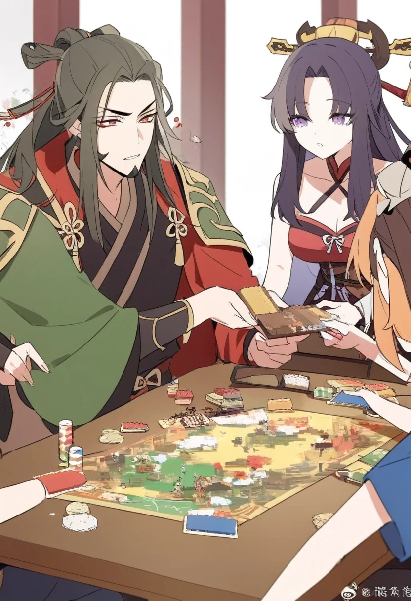 guan yu, Liu Bei, Playing board game with Zhang Fei《Three Kingdoms 》