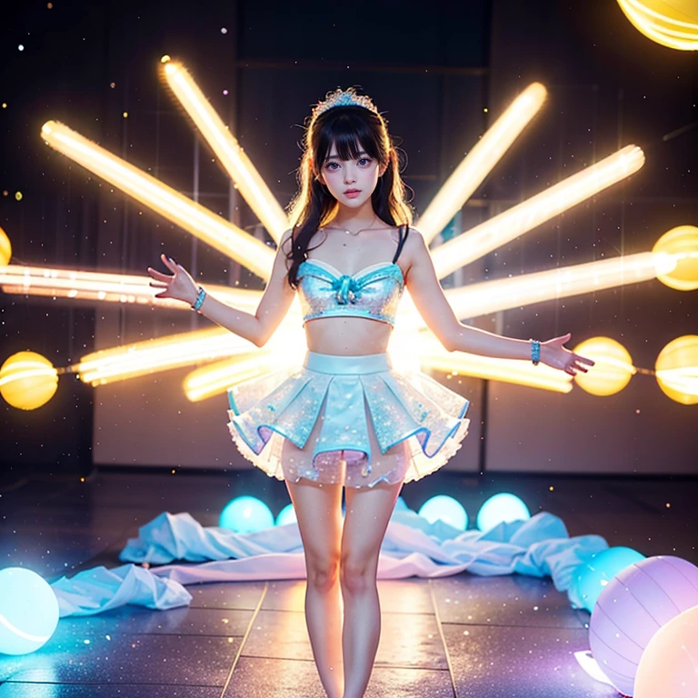 SFW Extremely Detailed KAWAII idols, ((Variations of Roundly Tiny buttocks)), ThighGap, ((Dazzling NeonColorParticles (BokeH))), PUNIPUNI Radiant PearlSkin with clear transparency, ((TutuSkirt)) with TinyThongs, (Exposed:-1.2), (Joyful LifeLike Expressions, :d), (Acutance:0.85), (((Ultra-detailed CommercialPhoto))),