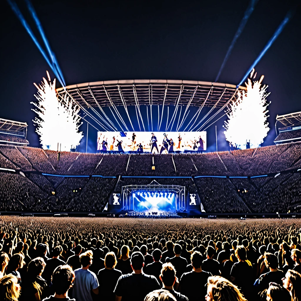 My photo from the gallery that is on img2img of rockstar at the concert in a stadium full of people 