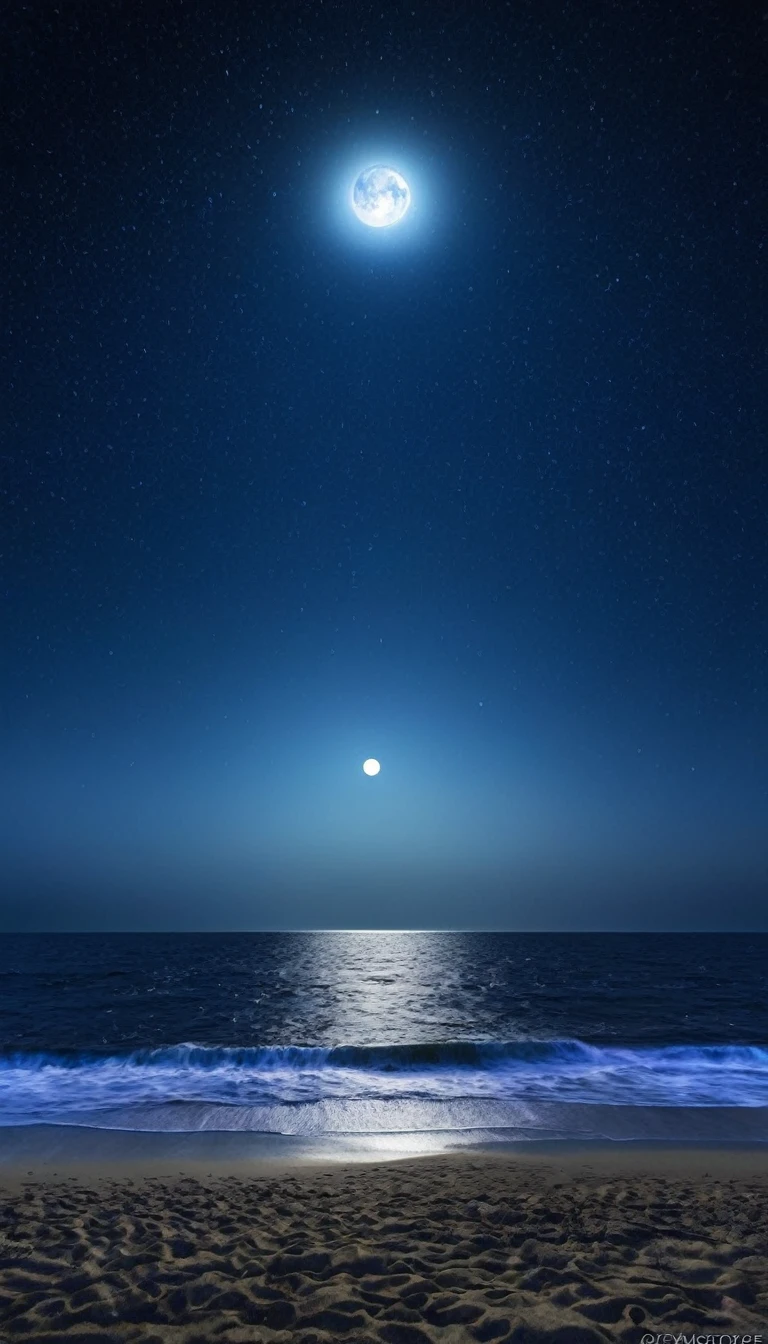 Sea of night star moon