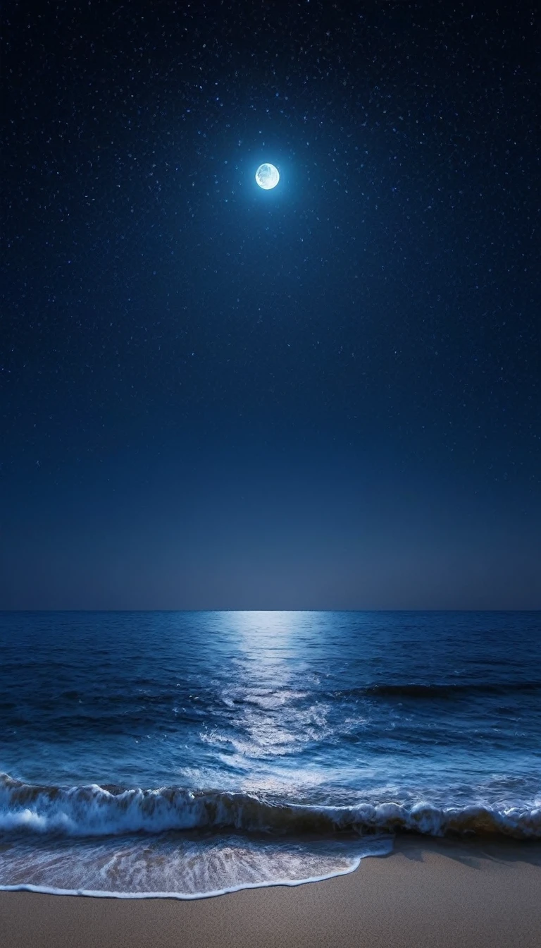 Sea of night star moon