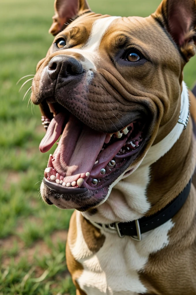 pit bull dog laughing
