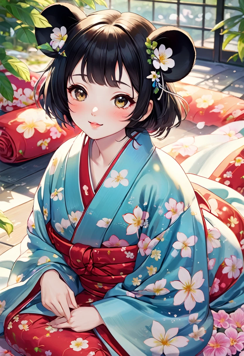 (Yumeji Takehisa style:1.2) , Hallucination, daydream , nightmare , Insane Dream , bokeh , erotica , romance , realistic mouse nymph and realistic cat , yukata , Petals fluttering down , Single eyelids, round nose, swollen cheeks , glossy lips , Collarbone , Disheveled Hair , Scorching Heat summer , (Roll up the hem with hands:1.5) , innocent smile , (dynamic move)