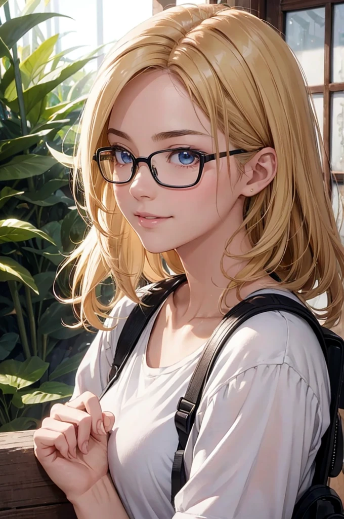 最high quality, high quality, High resolution, high quality texture, high quality shadows, High resolution, Beautiful details, Detailed CG, Detailed Texture, Realistic representation of face, Realistic, colorful, delicate, Cinematic Light, Side light, Lens flare, Ray Tracing, sharp concentrated, (1 Girl,concentrated:1.3), ( Intricate details, compensate, PureErosFaceV1:0.5), (細部まで美しいdelicateな顔, 緻密で美しいdelicateな瞳, Perfect Facial Proportions, Dense skin, Optimal ratio of four fingers to one thumb, Modest chest, Beautiful Hips, Smooth upper abdomen, blue eyes , glasses ,White shirt, mountaineering pants ,trekking shoes, work cap, butter, Hanoi ,Old Quarter, buzzer, blue sky,trekking backpack ,adventure journey ,the gaze of true love, lips of temptation, A look full of compassion ,a smile full of love, i love you, Acting lovey-dovey, waist up, 35 years old, hiking,house wife,air fortress hair, blonde hair