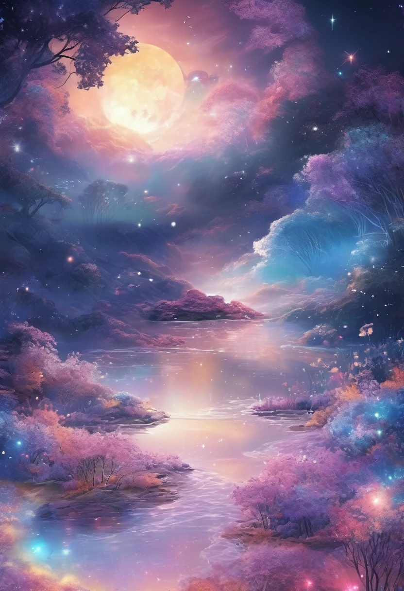 a woman dreaming in a beautiful galaxy,soft and surreal colors,(best quality,4k,high-res:1.2),ultra-detailed,impressionistic style,star-filled night sky,dreamy atmosphere,gentle moonlight,cosmic patterns,peaceful ambiance,subtle transitions,sublime beauty,dreamlike surroundings,quiet serenity,sleeping peacefully in her cozy bed,tranquil and otherworldly scenery,sublime celestial backdrop,serene and ethereal,subconscious journey,cosmic inspiration,vibrant and captivating colors,dreamlike abstraction,magical and mesmerizing vision,deep sense of wonder and awe,lucid dreams,galactic dreamscape,relaxing and introspective experience,luminous stars shining brightly,blissful state of mind,soothing and calming environment,whispers of the universe,mysterious and enchanting,just drifting away.