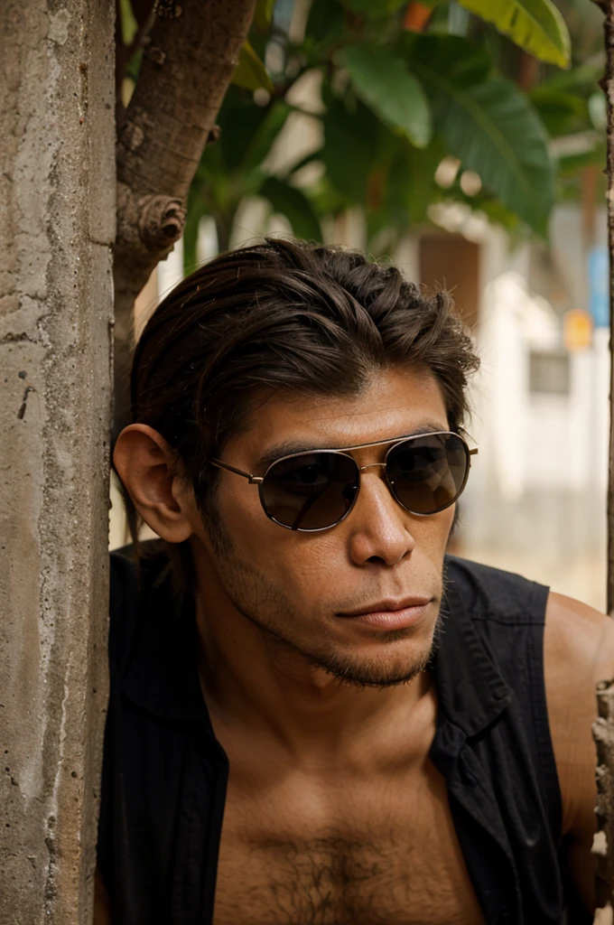 Male monkey wearing sunglasses