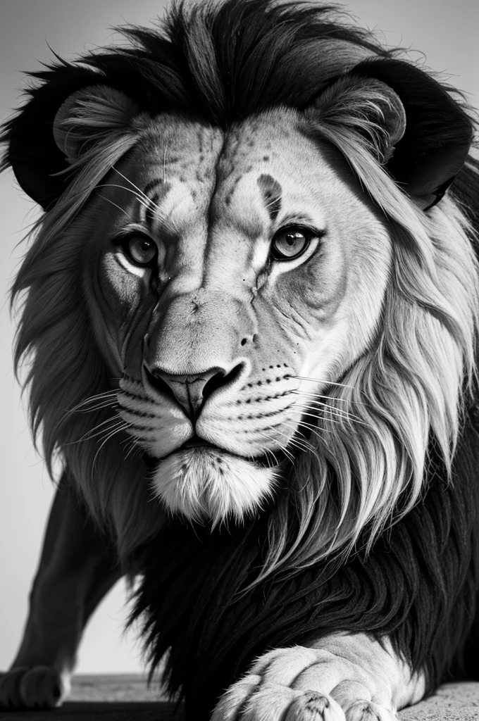 Comic style lion, black andwhite, high resolution