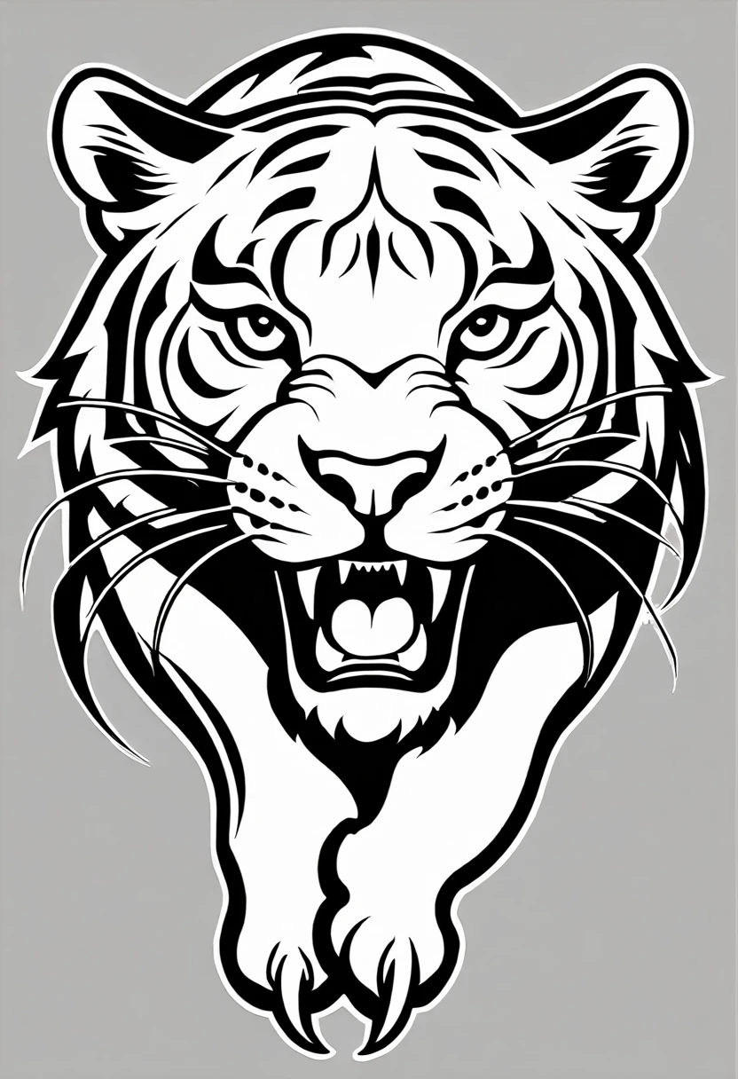 a black and white drawing of a panther with its claws out and ready to, high school mascot, panther, mascot, vector art for cnc plasma, cougar, black and white logo, sports team mascot, based on a puma, sports mascot, black outline, jaguar, black and white vector art, sabertooth cat, puma, sports logo, cat theme logo, big cat, sabertooth, tiger, logo art