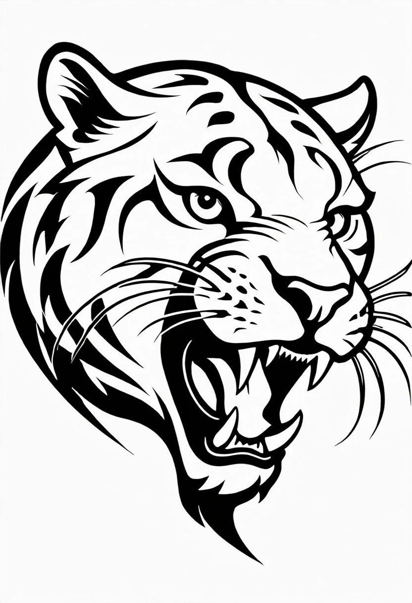 a black and white drawing of a panther with its claws out and ready to, high school mascot, panther, mascot, vector art for cnc plasma, cougar, black and white logo, sports team mascot, based on a puma, sports mascot, black outline, jaguar, black and white vector art, sabertooth cat, puma, sports logo, cat theme logo, big cat, sabertooth, tiger, logo art