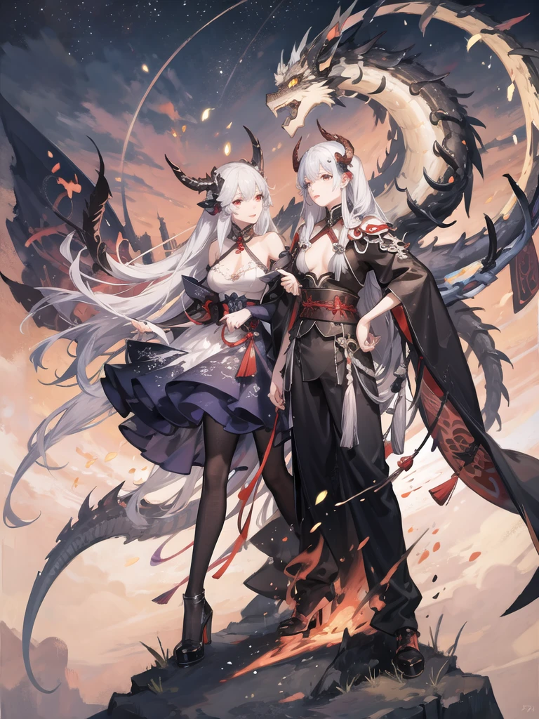 ((best quality)), ((masterpiece)), (detailed), 1chinese dragon, night sky,