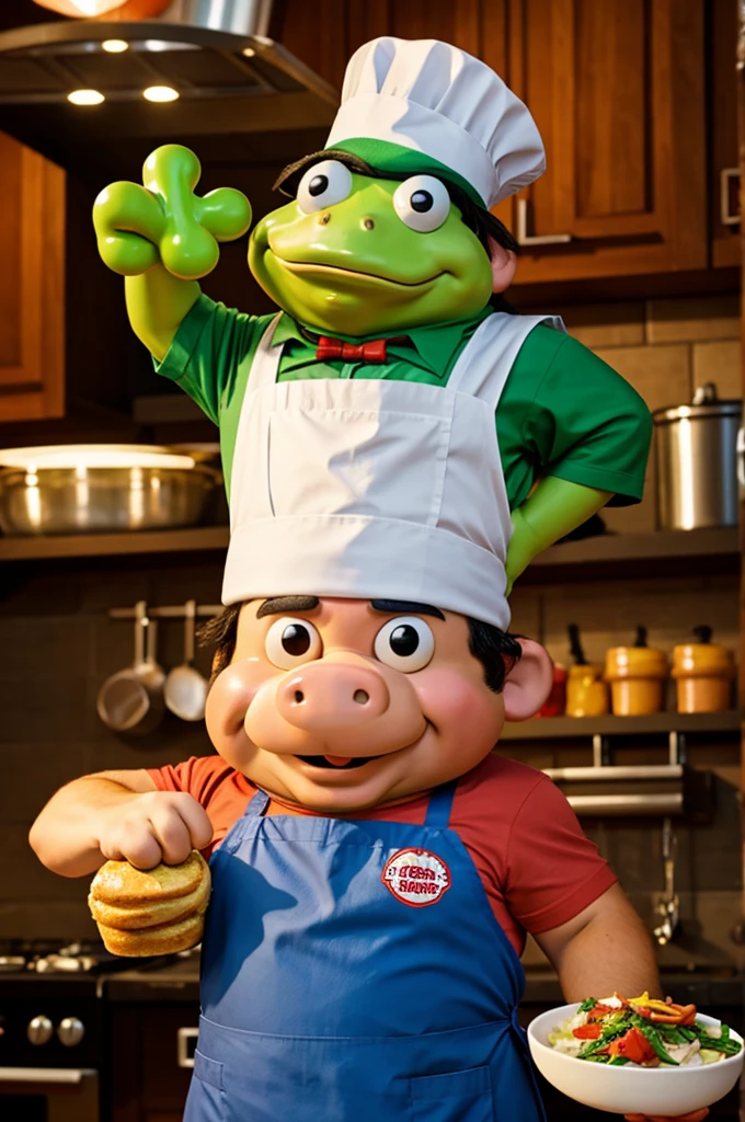 Mr frog chef type tough pig