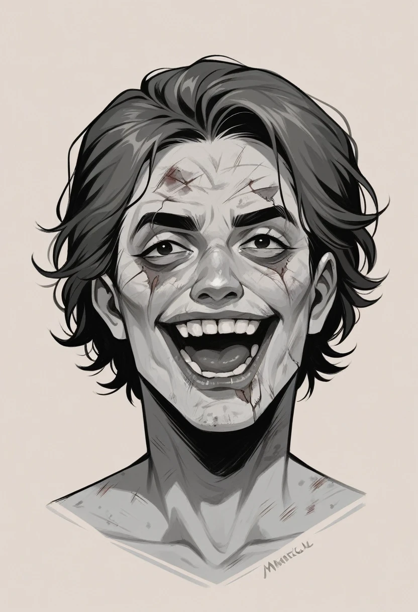 war corpse gears,headshot portrait,maniacal laugh,It's Junji's style,tatuados,horror manga,8K, 4K, (high resolution:1.1), best qualityer;