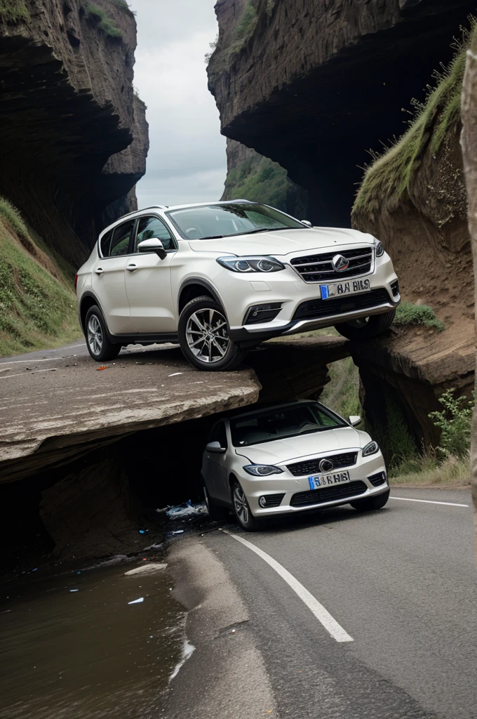Make a car crash in a cliff