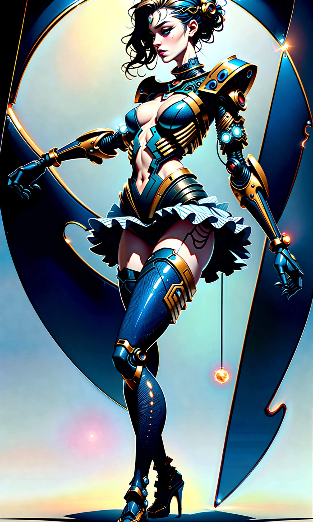 hole body(masterpiece, top quality, best quality, offcial art, beautiful and aesthetic:1.2), (1 girl), , (Fractal Art:1.2),most absurd, highres, ultra detailed, Ultra-precise display, Ultra-detailed display, alone, (zentangle:1.2), floating hair, (sslim, thin body: 1.2), tanned skin, shiny skin, (abstract:1.2),cbpkv5, Tights,Viewers look at, Full body, cyberpunk robot, complex robot, nimbus, von mooncryptowow