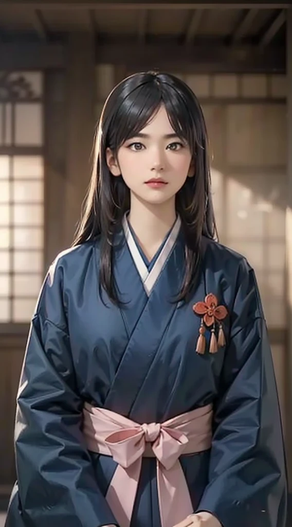 (Realistic)、(Realistic:1.2)、(High resolution)、Very detailed、Very beautiful face and eyes、1 girl、Delicate body、(highest quality、Attention to detail、Rich skin detail)、(highest quality、8k、Oil paint:1.2)、Very detailed、(Realistic、Realistic:1.37)、Bright colors、Full Body Shot,black_hair, Beautiful 8k eyes,Looking_in_Audience,One person in,Are standing,((Very beautiful woman, Fuller lips, Japanese pintern kimono))、((Colorful Japanese kimono)))、(((blackhair)))、(((Blunt bung,long straight hair)))、((( Inside an old Japanese house with a (short focus :1.4),)))、(masterpiece, highest quality, highest quality, Official Art, beautifully、aesthetic:1.2),(Fractal Art:1.3),Sengoku period、Greg Rutkowski Written by Alphonse Mucha Ropp,short ,uchikake,nishijin ori,(realistic light and shadow), (real and delicate background),(muted colors, dim colors, soothing tones:1.3), low saturation, (hyperdetailed:1.2), (????:0.4),drow,blurry_light_background, (vibrant color:1.2), cinematic lighting, ambient lighting,Single Shot,Shallow Focus,pink lip,blurry light background,