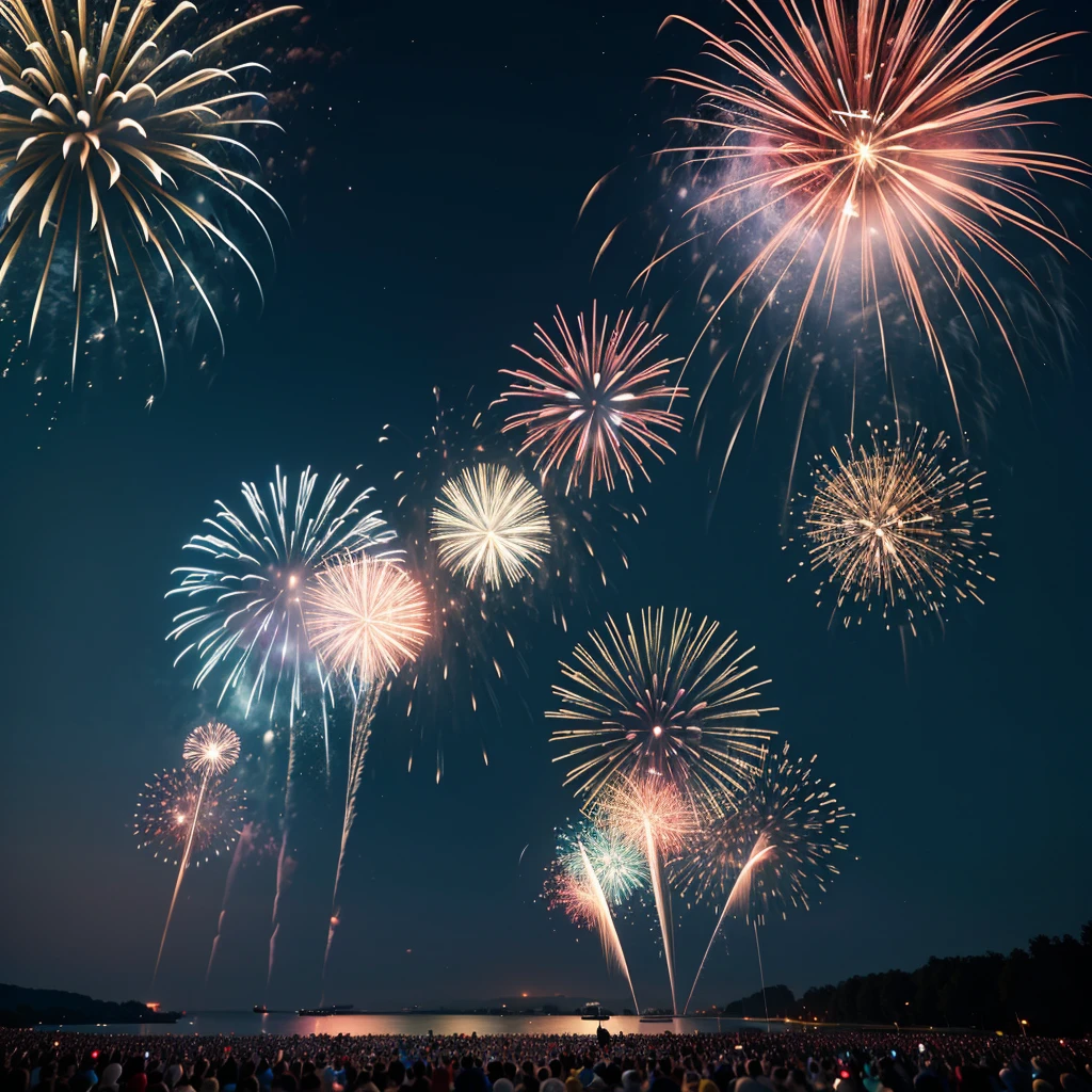 Brilliant fireworks in the night sky